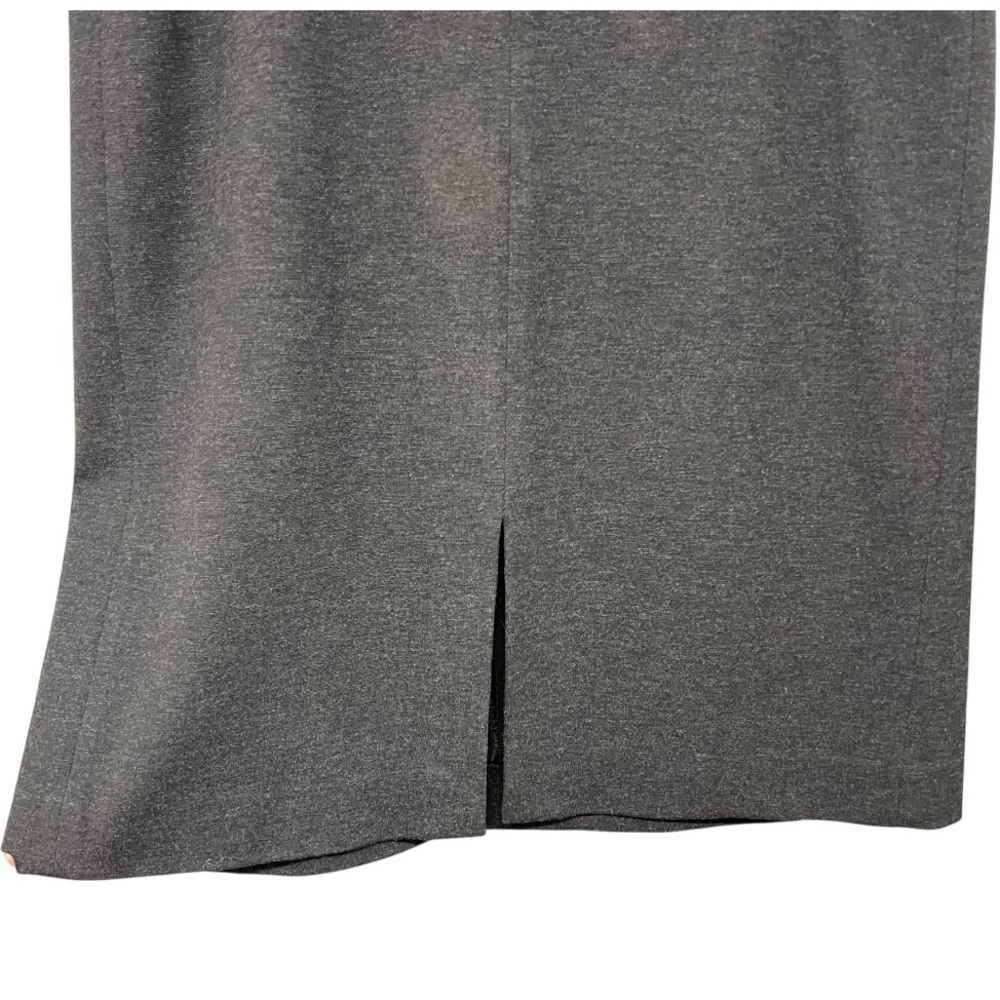 MM LaFleur Green Point Skirt Dark Charcoal Knit Front Vent Pencil Skirt Women 12 - Picture 5 of 10